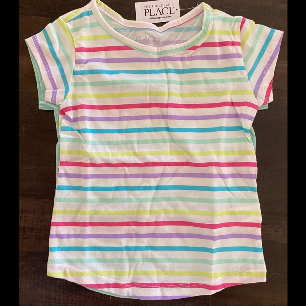 Girl 2 Pack T Shirt Stripe XS 4 Top NEW